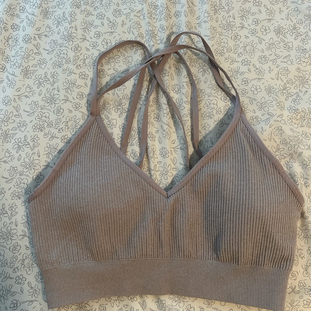 Aerie Ribbed Bralette - grey ish purple